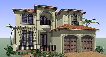 Coastal Contemporary Florida Italian Mediterranean Elevation of Plan 75131