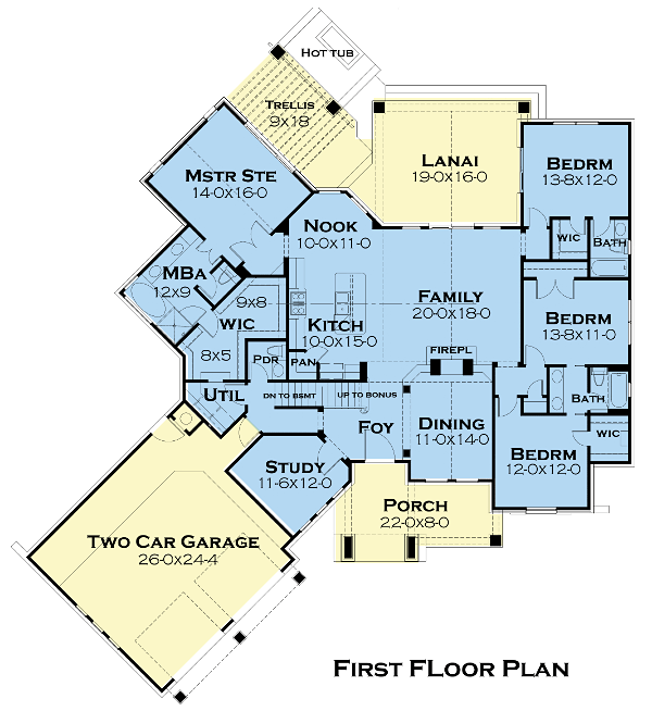 Cottage Craftsman Tuscan Level One of Plan 75134