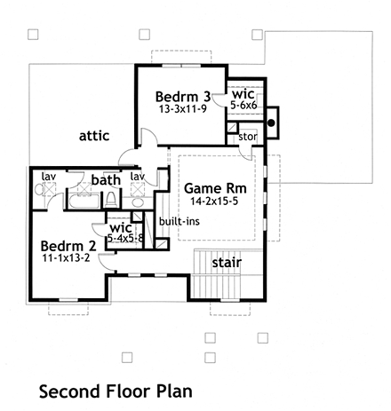 House Plan 75142 Second Level Plan