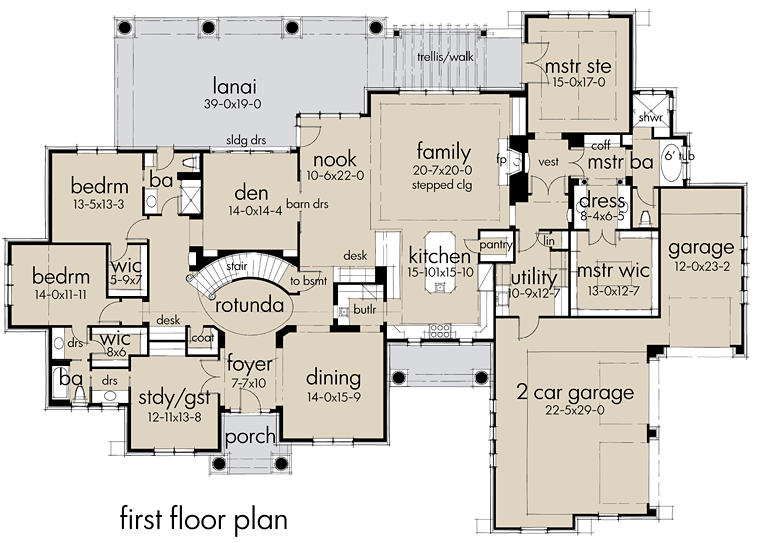 Country Craftsman European Tuscan Level One of Plan 75146