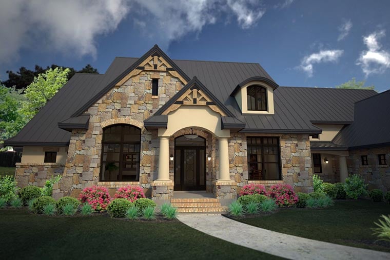 Country, Craftsman, European, Tuscan Plan with 3880 Sq. Ft., 3 Bedrooms, 3 Bathrooms, 3 Car Garage Picture 2