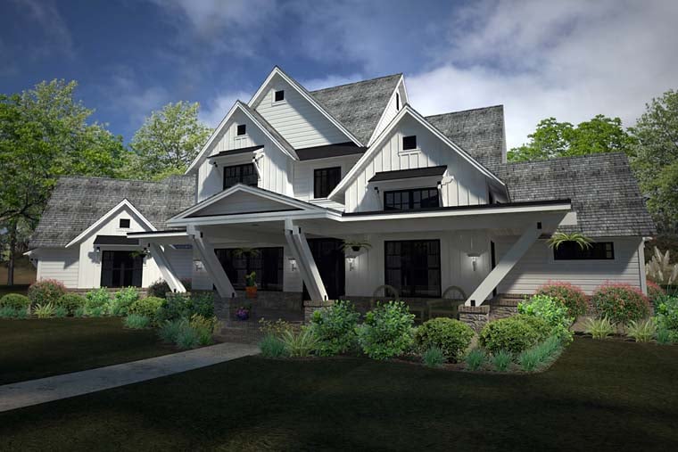 Contemporary, Country, Farmhouse Plan with 4839 Sq. Ft., 4 Bedrooms, 5 Bathrooms, 3 Car Garage Picture 2