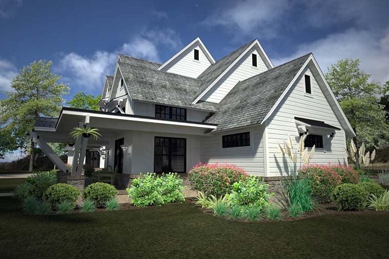 Contemporary, Country, Farmhouse Plan with 4839 Sq. Ft., 4 Bedrooms, 5 Bathrooms, 3 Car Garage Picture 3