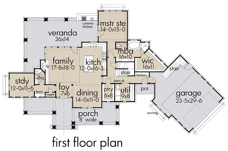 Country Farmhouse Southern Level One of Plan 75148