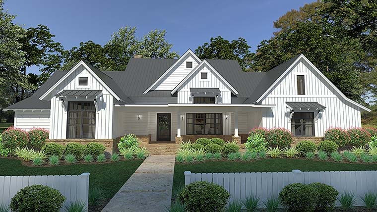 Cottage, Country, Farmhouse, Southern Plan with 2393 Sq. Ft., 3 Bedrooms, 3 Bathrooms, 2 Car Garage Elevation