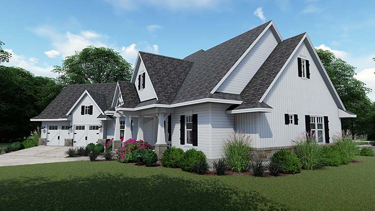 Cottage, Country, Farmhouse, Southern, Traditional Plan with 2504 Sq. Ft., 3 Bedrooms, 4 Bathrooms, 2 Car Garage Picture 4