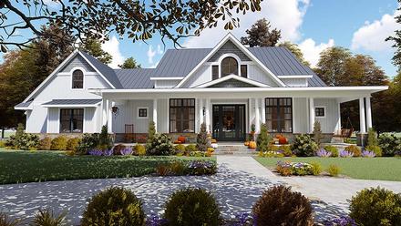 Country Farmhouse Southern Elevation of Plan 75154