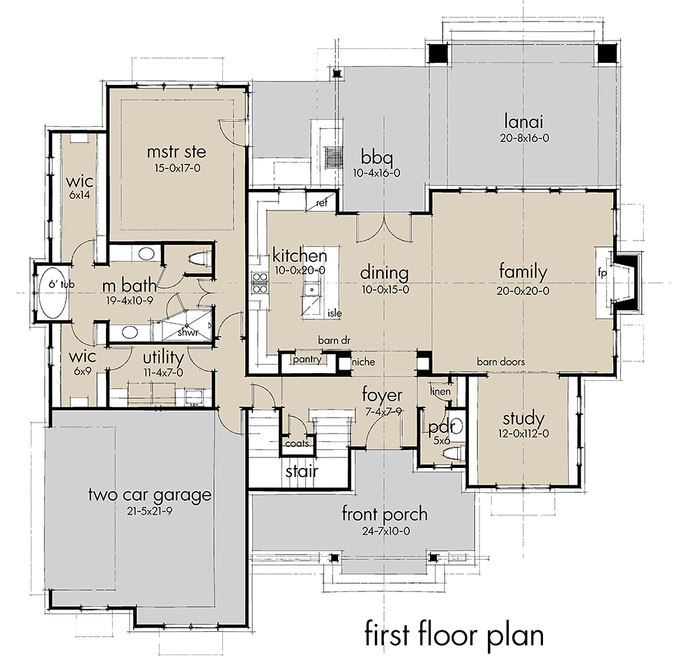 Farmhouse Southern Level One of Plan 75155