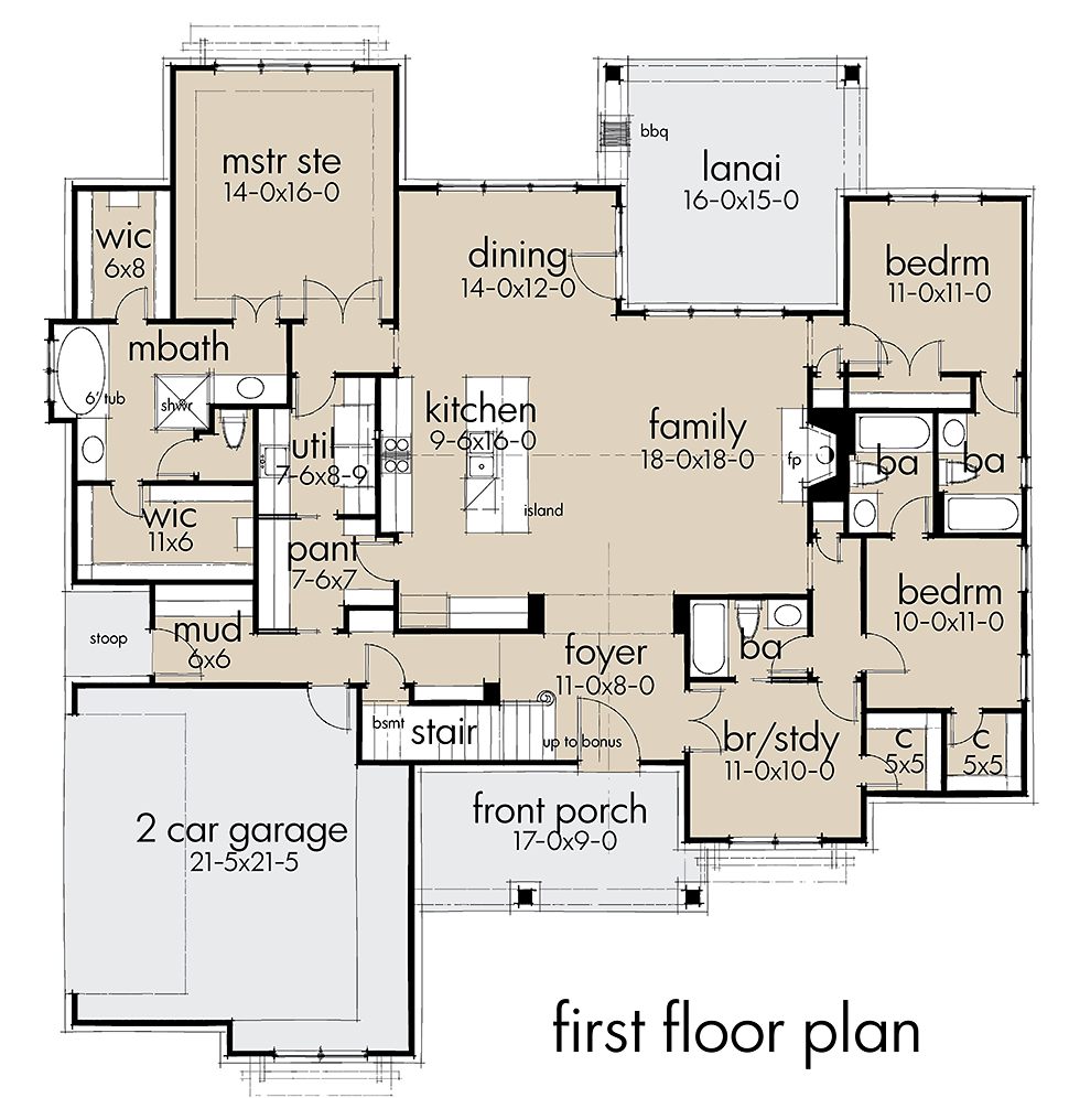 Country Farmhouse Southern Level One of Plan 75156