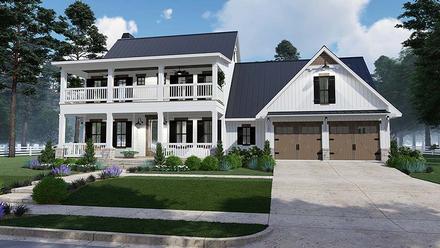 Colonial Country Southern Elevation of Plan 75157