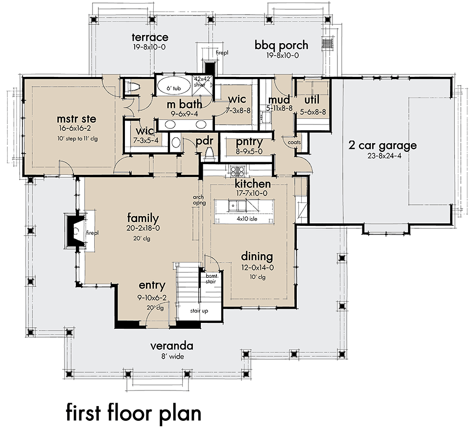 Country Farmhouse Southern Level One of Plan 75158