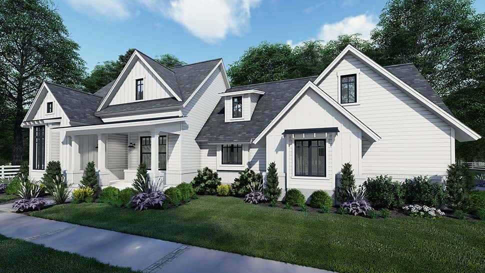 Country, Craftsman, Farmhouse, New American Style, Southern Plan with 1486 Sq. Ft., 3 Bedrooms, 2 Bathrooms, 2 Car Garage Picture 2