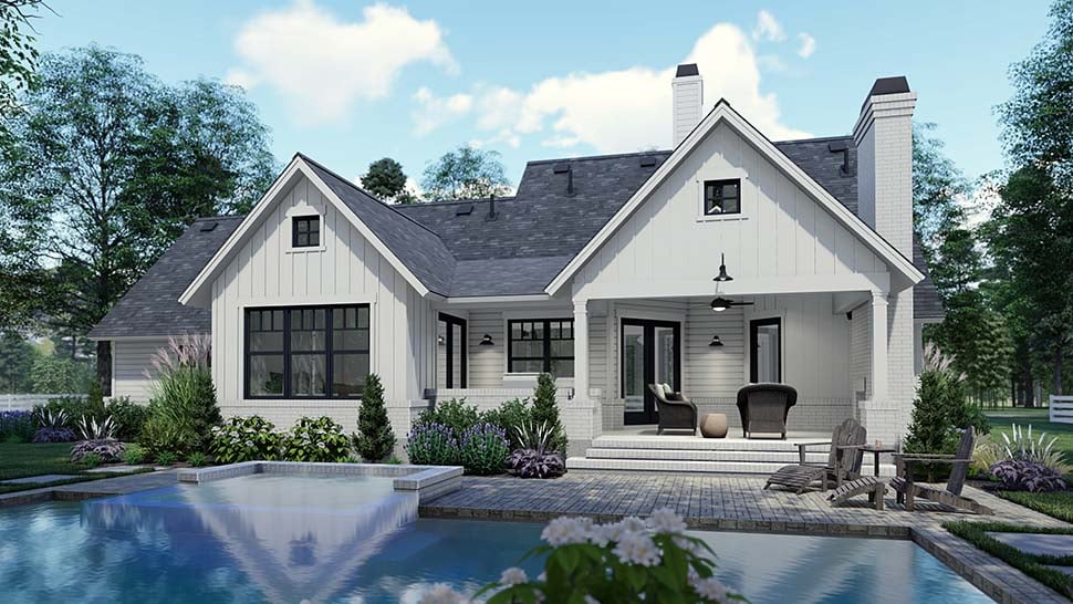 Country, Craftsman, Farmhouse, New American Style, Southern Plan with 1486 Sq. Ft., 3 Bedrooms, 2 Bathrooms, 2 Car Garage Picture 7