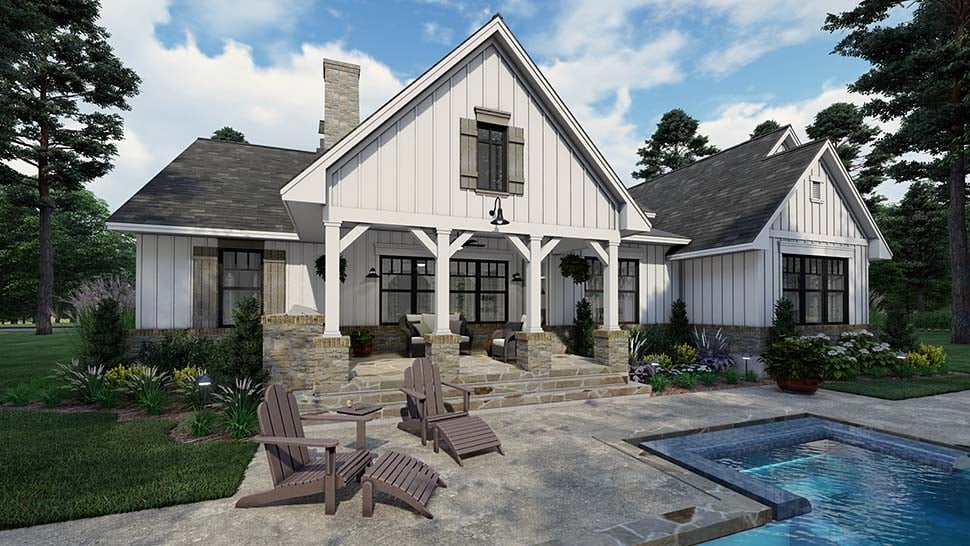 Cottage, Farmhouse, Southern Plan with 2459 Sq. Ft., 4 Bedrooms, 3 Bathrooms, 2 Car Garage Picture 5