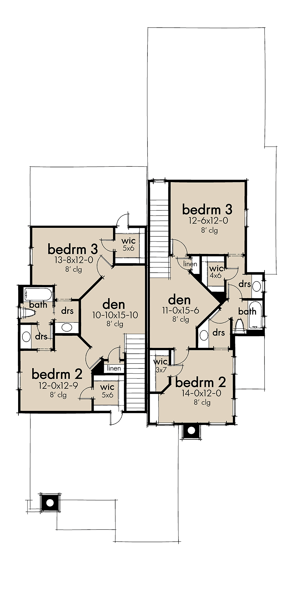 Cottage Farmhouse Level Two of Plan 75162