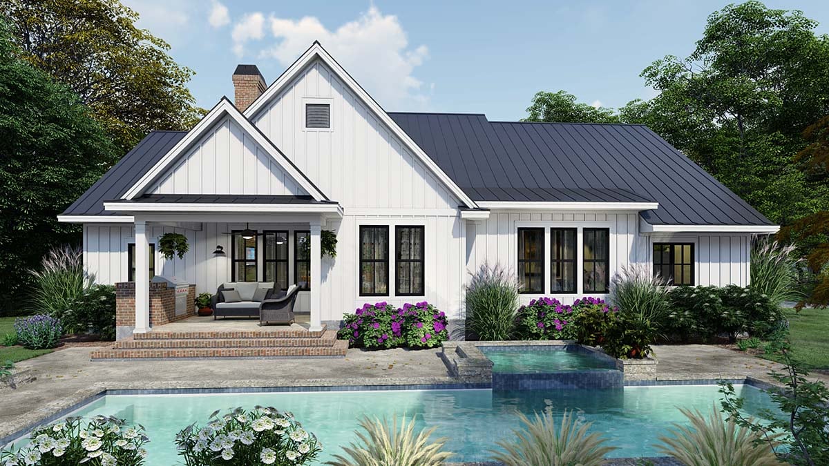 Cottage Country Farmhouse Rear Elevation of Plan 75163