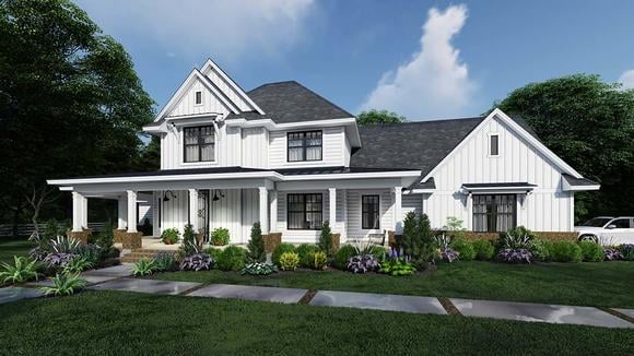 Country, Farmhouse House Plan 75164 with 4 Beds, 4 Baths, 3 Car Garage Elevation