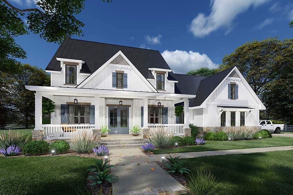 Colonial, Cottage, Farmhouse Plan with 2526 Sq. Ft., 3 Bedrooms, 4 Bathrooms, 2 Car Garage Elevation