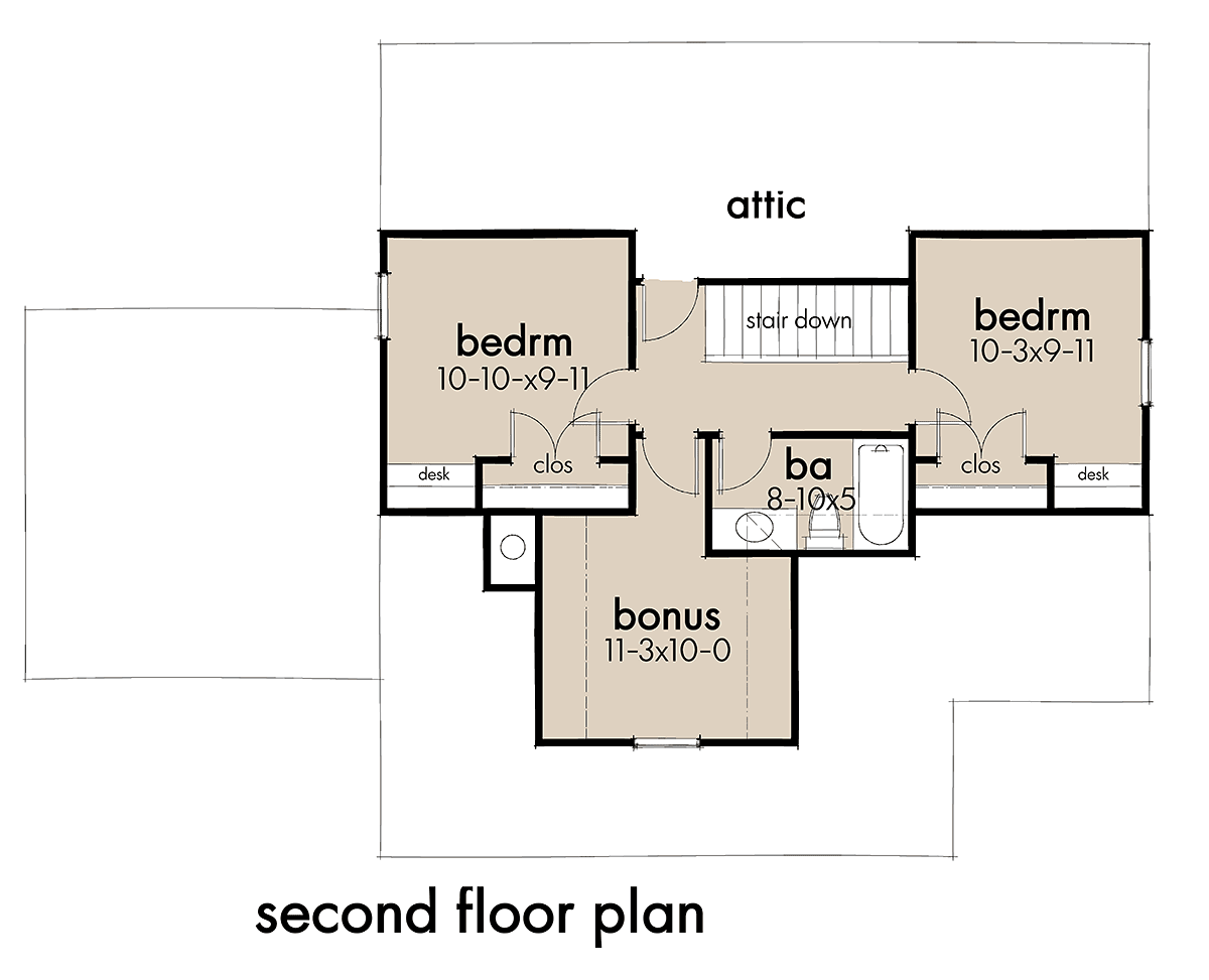 Cottage Farmhouse Level Two of Plan 75170