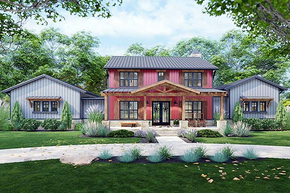 Country, Farmhouse House Plan 75172 with 3 Beds, 3 Baths, 3 Car Garage Elevation