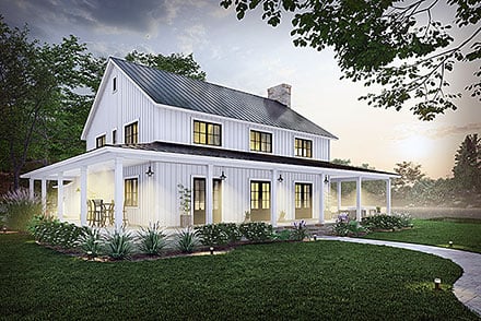 Country Farmhouse Southern Elevation of Plan 75177