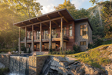 Cabin Contemporary Modern Elevation of Plan 75178