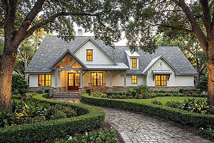 Cottage Farmhouse Southern Elevation of Plan 75181