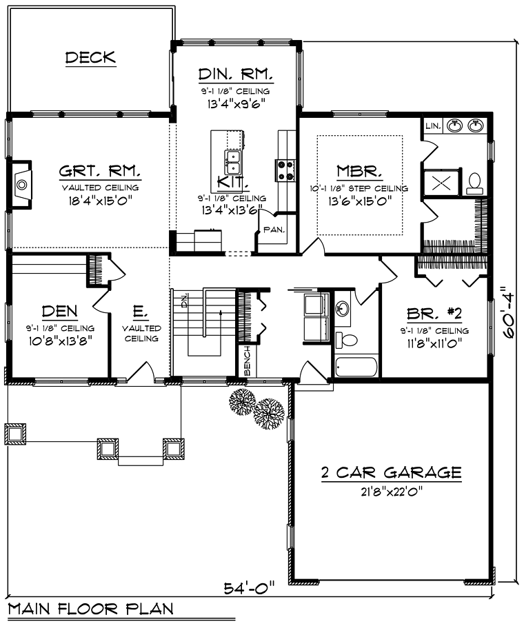 Cottage Craftsman Traditional Level One of Plan 75202
