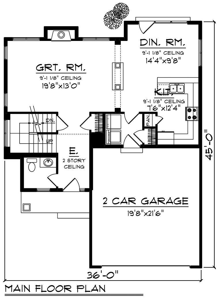 Cottage Craftsman Traditional Level One of Plan 75205