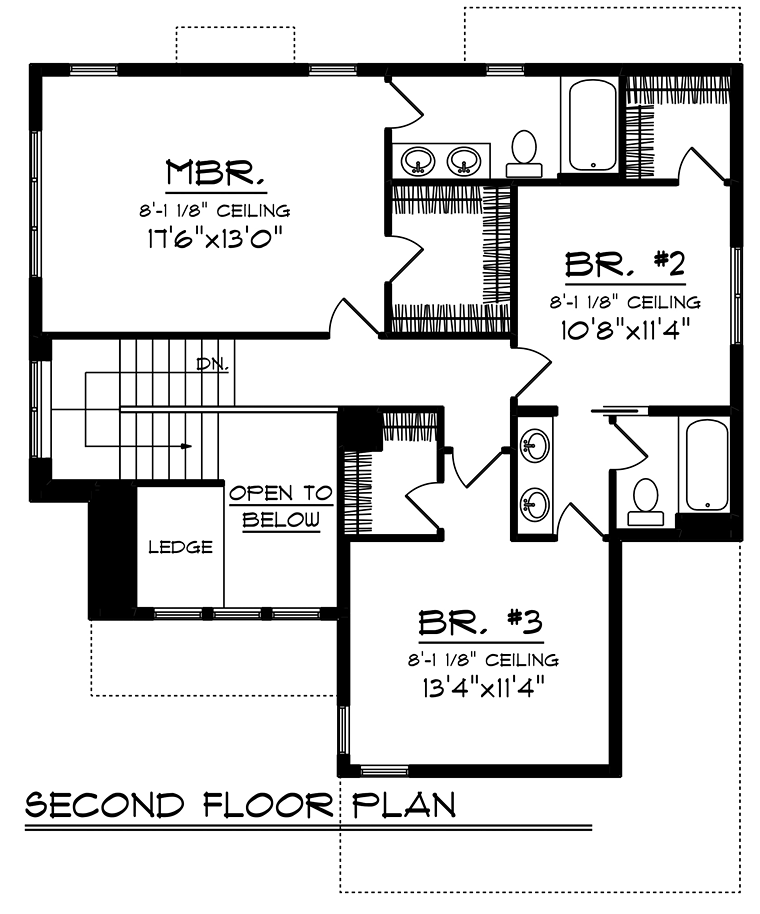 Cottage Craftsman Traditional Level Two of Plan 75205