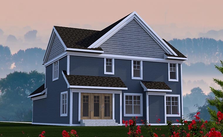 Cottage Craftsman Traditional Rear Elevation of Plan 75205