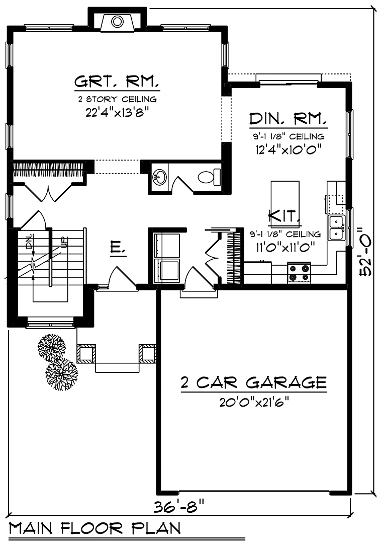 Cottage Craftsman Traditional Level One of Plan 75206