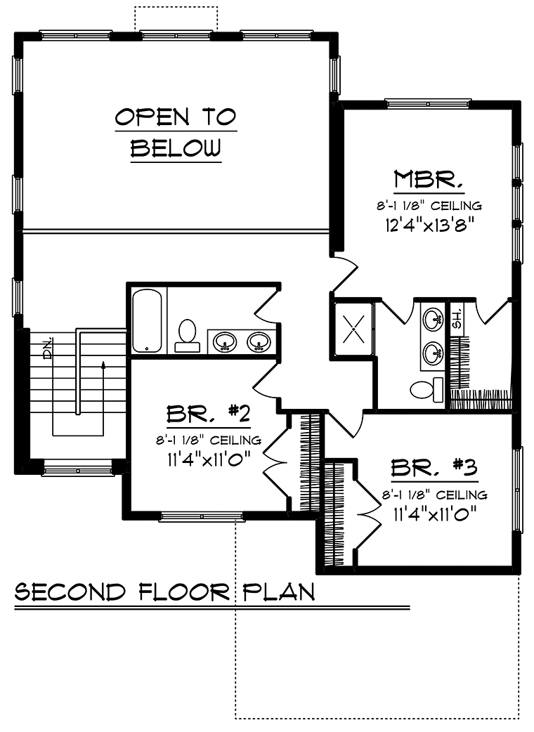 Cottage Craftsman Traditional Level Two of Plan 75206