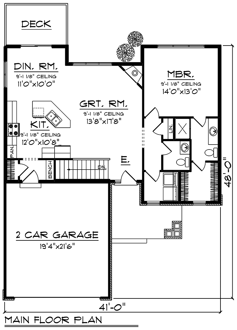 Cottage Craftsman Traditional Level One of Plan 75208