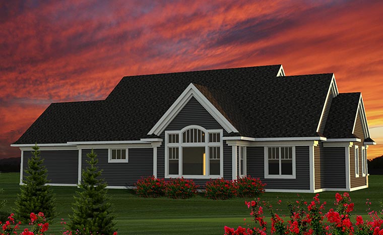 Cottage Craftsman Traditional Rear Elevation of Plan 75209