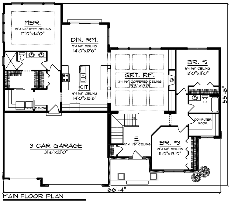 Craftsman Traditional Level One of Plan 75210