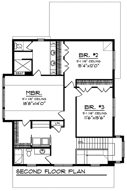 House Plan 75214 Second Level Plan