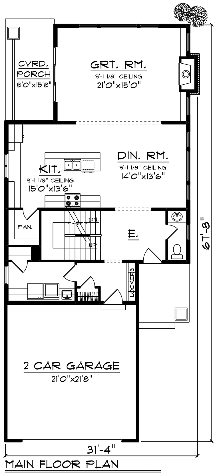Cottage Craftsman Traditional Level One of Plan 75215