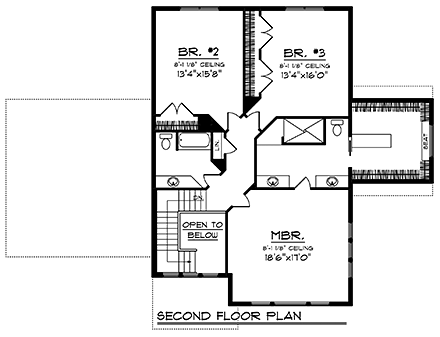 House Plan 75218 Second Level Plan