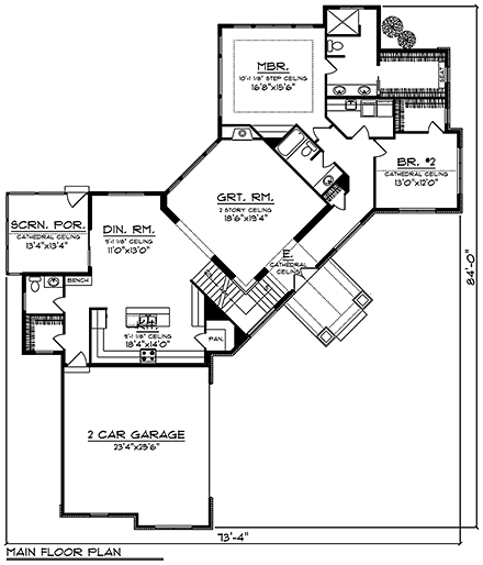 House Plan 75219 First Level Plan