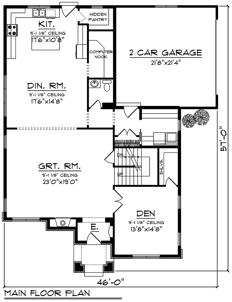 Cottage Traditional Level One of Plan 75222