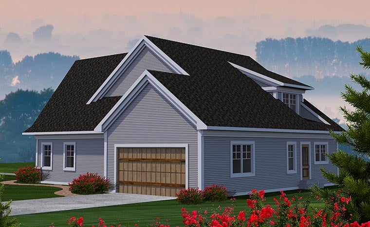 Cottage Traditional Rear Elevation of Plan 75222