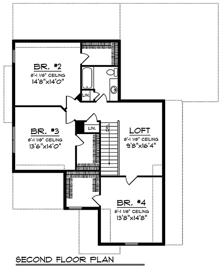 House Plan 75223 Second Level Plan