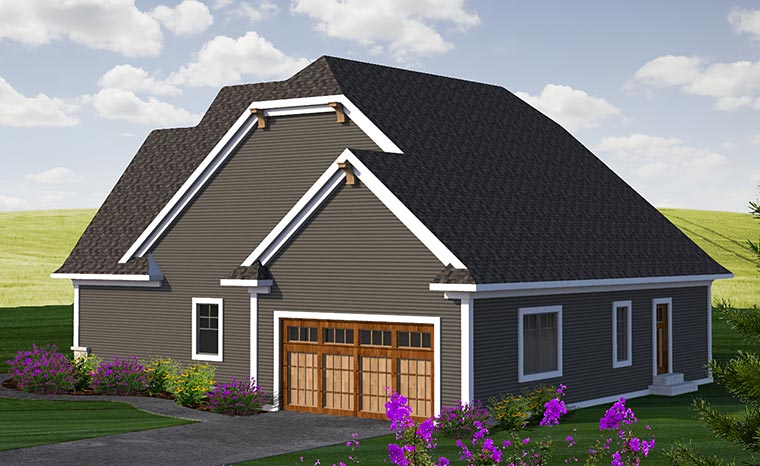 Bungalow Country Craftsman Rear Elevation of Plan 75223