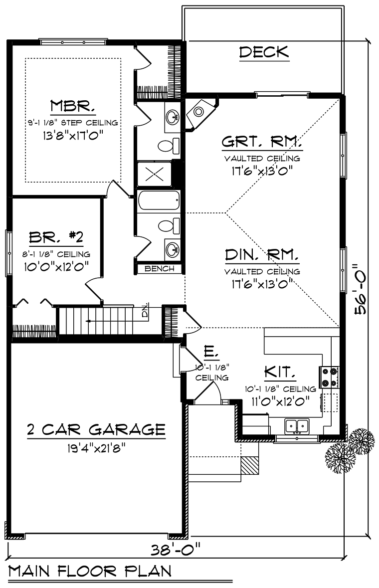 Contemporary Craftsman Level One of Plan 75229