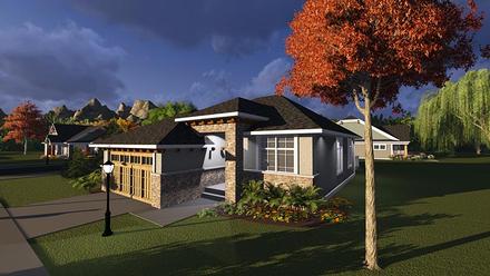 Contemporary Craftsman Elevation of Plan 75229