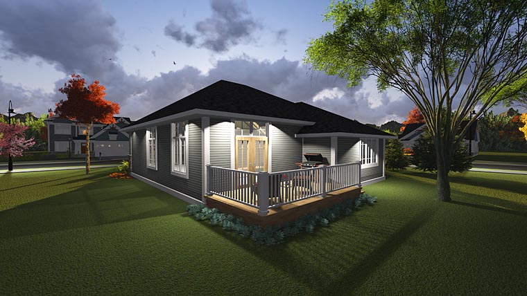 Contemporary Craftsman Rear Elevation of Plan 75229