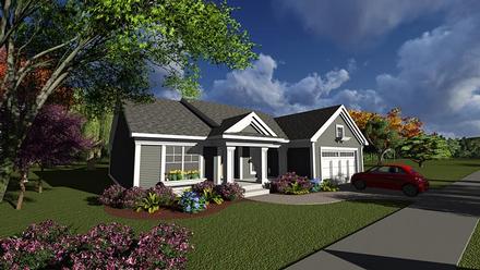 Ranch Traditional Elevation of Plan 75231