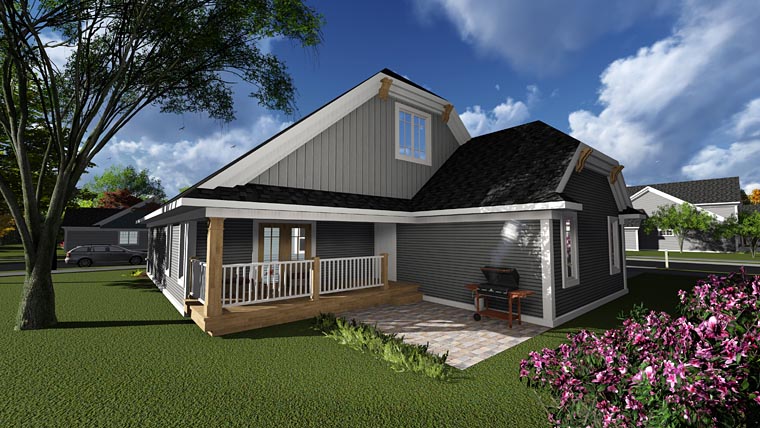 Contemporary Craftsman Rear Elevation of Plan 75236