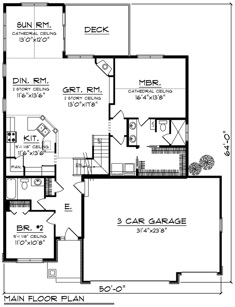 Craftsman Traditional Tudor Level One of Plan 75240